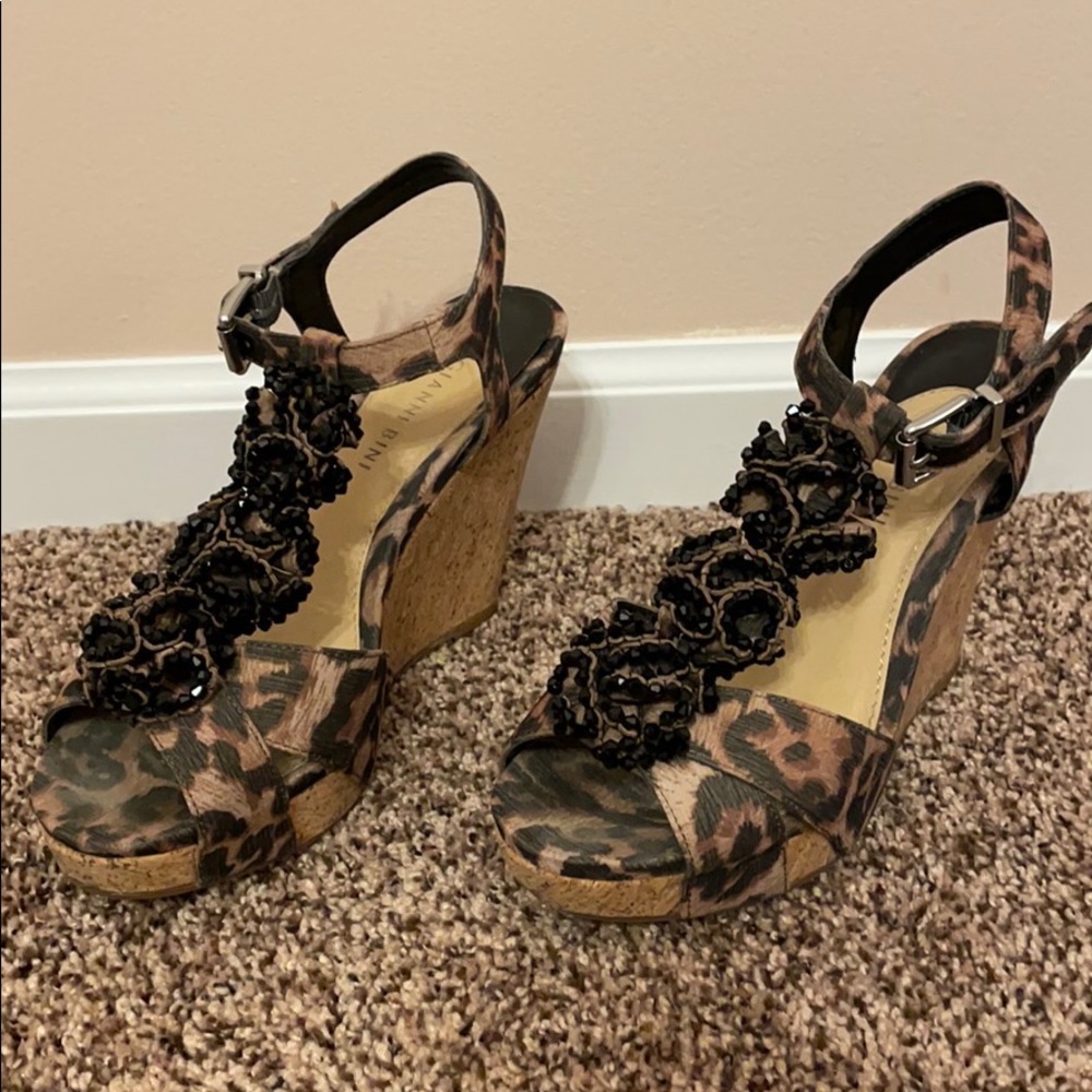 Leopard wedge sandals